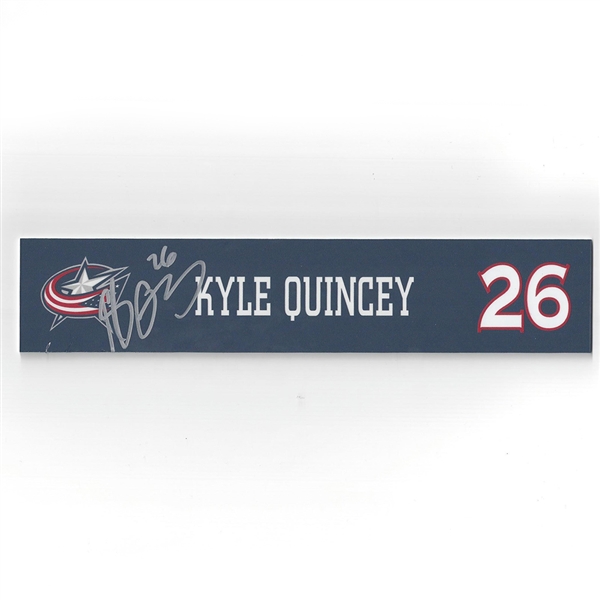 Kyle Quincey - Columbus Blue Jackets - 2016-17 Autographed Locker Room Nameplate  