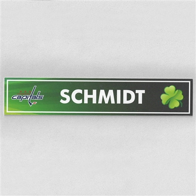 Nate Schmidt - Washington Capitals - 2017 St. Patricks Day Locker Room Nameplate  