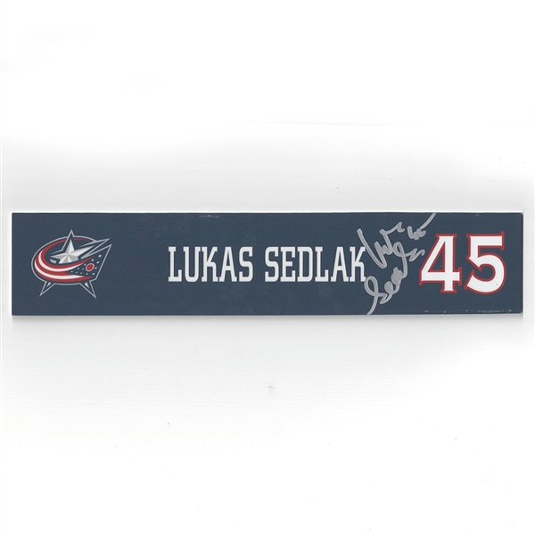 Lukas Sedlak - Columbus Blue Jackets - 2016-17 Autographed Locker Room Nameplate  
