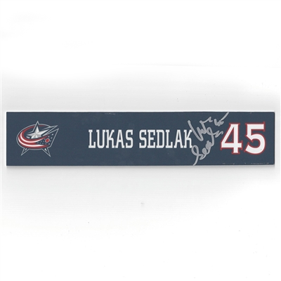 Lukas Sedlak - Columbus Blue Jackets - 2016-17 Autographed Locker Room Nameplate  
