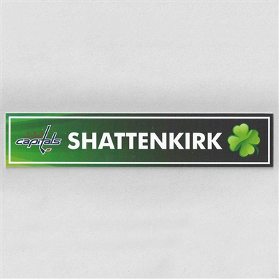 Kevin Shattenkirk - Washington Capitals - 2017 St. Patricks Day Locker Room Nameplate  