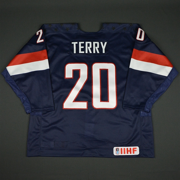 Troy Terry - 2017 U.S. IIHF World Junior Championship - Game-Worn Blue Jersey