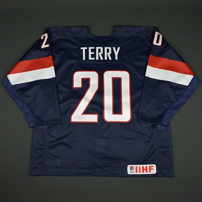 Troy Terry - 2017 U.S. IIHF World Junior Championship - Game-Worn Blue Jersey