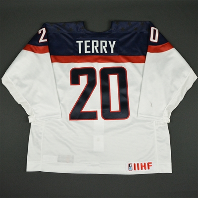 Troy Terry - 2017 U.S. IIHF World Junior Championship - Game-Worn White Jersey