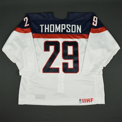 Tage Thompson - 2017 U.S. IIHF World Junior Championship - Game-Worn White Jersey