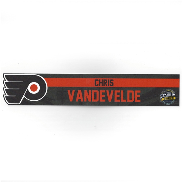Chris VandeVelde - Philadelphia Flyers - 2017 NHL Stadium Series Dressing Room Nameplate  