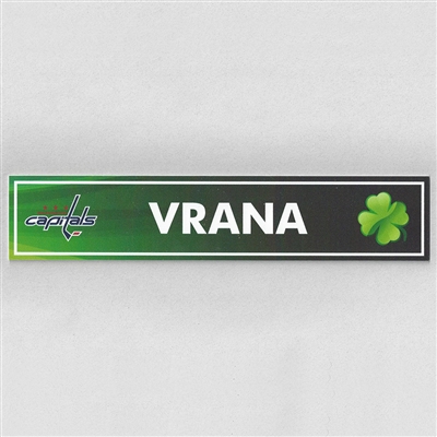 Jakub Vrana - Washington Capitals - 2017 St. Patricks Day Locker Room Nameplate  