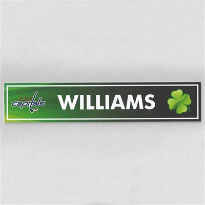 Justin Williams - Washington Capitals - 2017 St. Patricks Day Locker Room Nameplate  