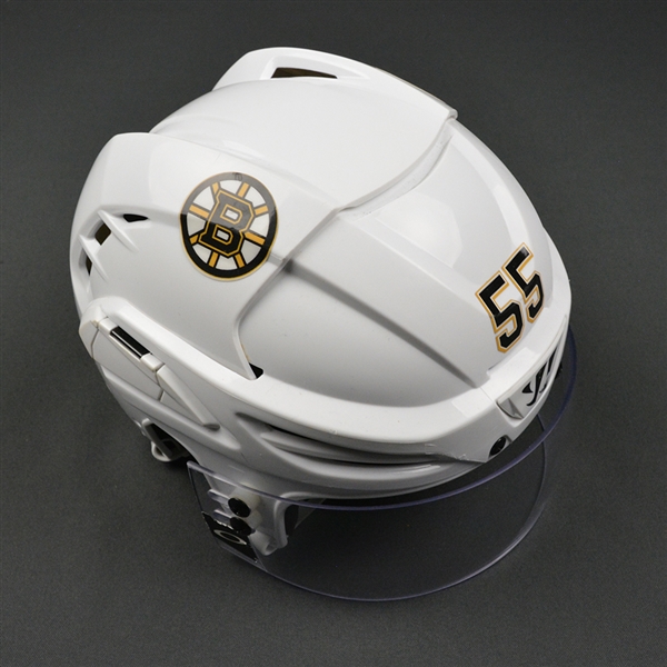 Noel Acciari - Boston Bruins - 2016-17 Game-Worn White Helmet