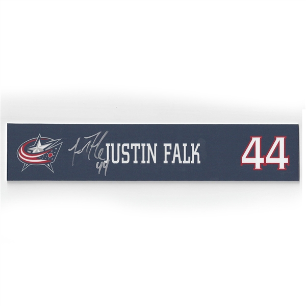 Justin Falk - Columbus Blue Jackets - 2015-16 Autographed Locker Room Nameplate  