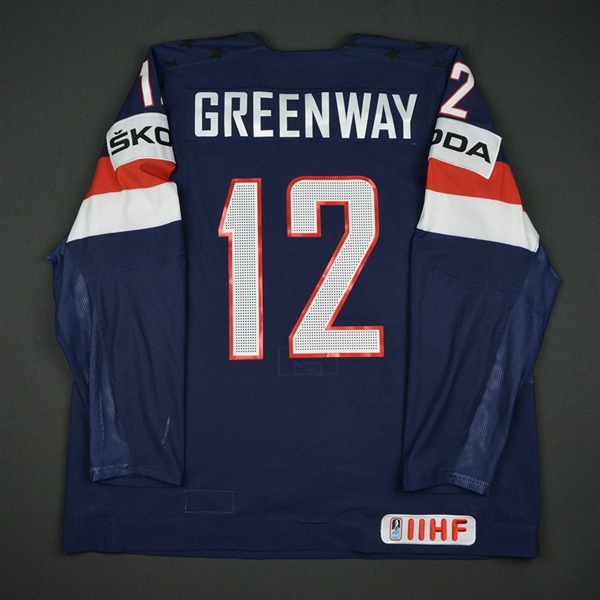 Jordan Greenway - 2017 U.S. IIHF World Championship - Game-Worn Navy Jersey
