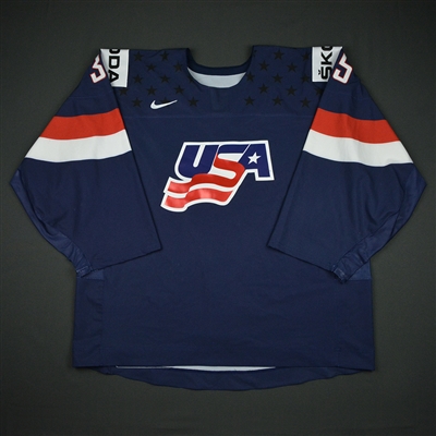 Jimmy Howard - 2017 U.S. IIHF World Championship - Game-Worn Navy Jersey