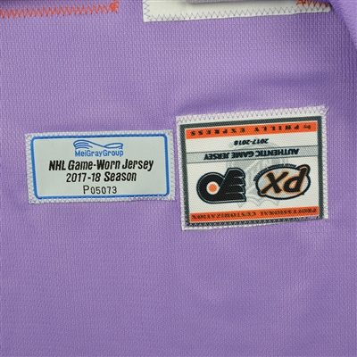 Sean Couturier - Philadelphia Flyers - 2017 Hockey Fights Cancer - Warmup-Worn Autographed Jersey