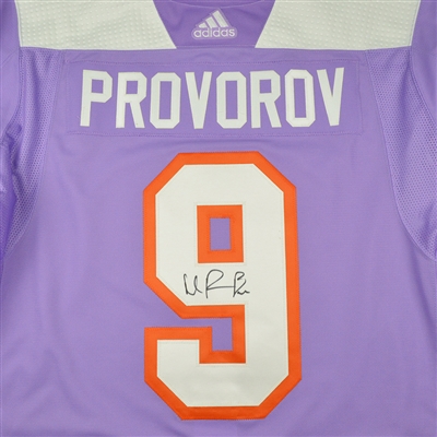 Ivan Provorov - Philadelphia Flyers - 2017 Hockey Fights Cancer - Warmup-Worn Autographed Jersey