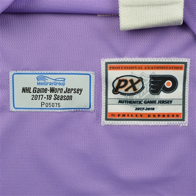 Ivan Provorov - Philadelphia Flyers - 2017 Hockey Fights Cancer - Warmup-Worn Autographed Jersey