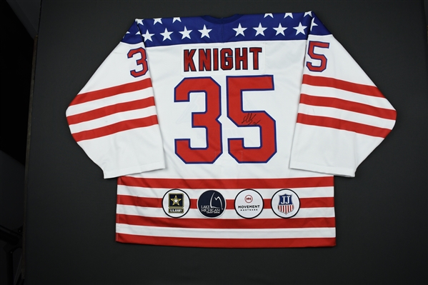 Spencer Knight - 2018 U.S. National Under-18 Development Team - Military Appreciation Game-Worn Autographed Jersey