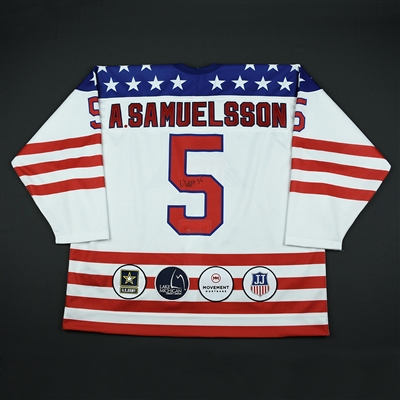 Adam Samuelsson - 2018 U.S. National Under-18 Development Team - Military Appreciation Game-Worn Autographed Jersey