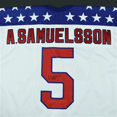 Adam Samuelsson - 2018 U.S. National Under-18 Development Team - Military Appreciation Game-Worn Autographed Jersey