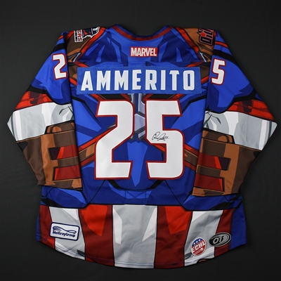 Roman Ammirato - Tulsa Oilers - 2017-18 MARVEL Super Hero Night - Game-Worn Autographed Jersey (Spelled "AMMERITO" on back)