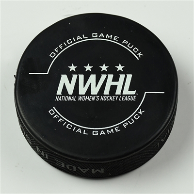 Lexi Bender - Boston Pride - Goal Puck - March 17, 2018 vs. Buffalo Beauts (Isobel Cup Playoffs Logo) - Isobel Cup Semi-Final