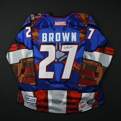 Dennis Brown - Tulsa Oilers - 2017-18 MARVEL Super Hero Night - Game-Worn Autographed Jersey