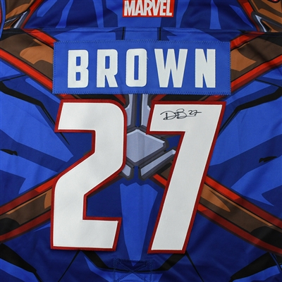 Dennis Brown - Tulsa Oilers - 2017-18 MARVEL Super Hero Night - Game-Worn Autographed Jersey