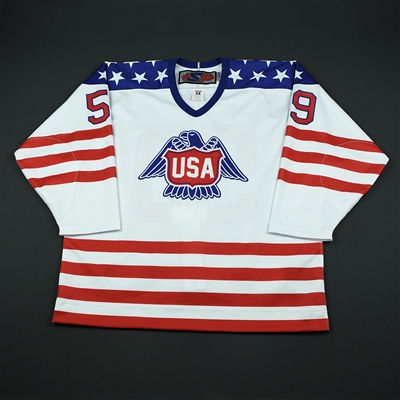 Cole Caufield - 2018 U.S. National Under-18 Development Team - Military Appreciation Game-Worn Autographed Jersey
