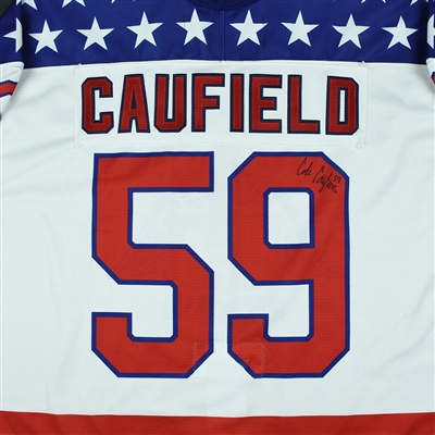 Cole Caufield - 2018 U.S. National Under-18 Development Team - Military Appreciation Game-Worn Autographed Jersey