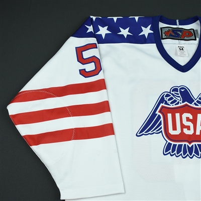 Cole Caufield - 2018 U.S. National Under-18 Development Team - Military Appreciation Game-Worn Autographed Jersey