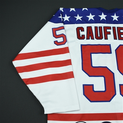 Cole Caufield - 2018 U.S. National Under-18 Development Team - Military Appreciation Game-Worn Autographed Jersey