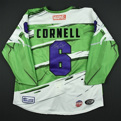 Mike Cornell - Worcester Railers - 2017-18 MARVEL Super Hero Night - Game-Worn Autographed Jersey w/A