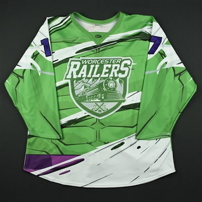 Frankie DiChiara - Worcester Railers - 2017-18 MARVEL Super Hero Night - Game-Worn Autographed Jersey