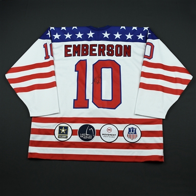 Ty Emberson - 2018 U.S. National Under-18 Development Team - Military Appreciation Game-Worn Autographed Jersey