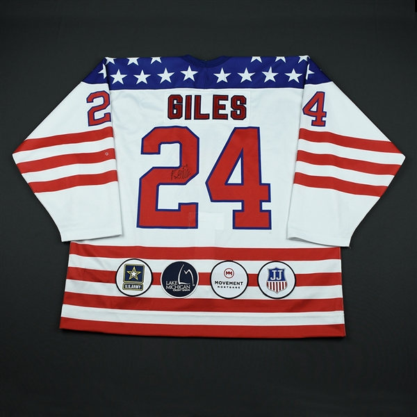 Patrick Giles - 2018 U.S. National Under-18 Development Team - Military Appreciation Game-Worn Autographed Jersey w/A