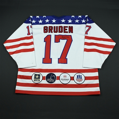 Jonathan Gruden - 2018 U.S. National Under-18 Development Team - Military Appreciation Game-Worn Autographed Jersey w/A