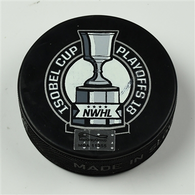 Alexa Gruschow - Metropolitan Riveters - Goal Puck - March 25, 2018 vs. Buffalo Beauts (Isobel Cup Playoffs Logo) - Isobel Cup Final