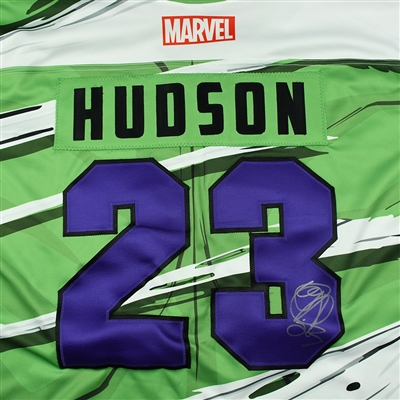 Woody Hudson - Worcester Railers - 2017-18 MARVEL Super Hero Night - Game-Issued Autographed Jersey