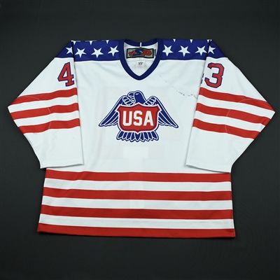 Jack Hughes - 2018 U.S. National Under-18 Development Team - Military Appreciation Game-Worn Autographed Jersey