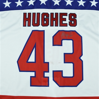 Jack Hughes - 2018 U.S. National Under-18 Development Team - Military Appreciation Game-Worn Autographed Jersey