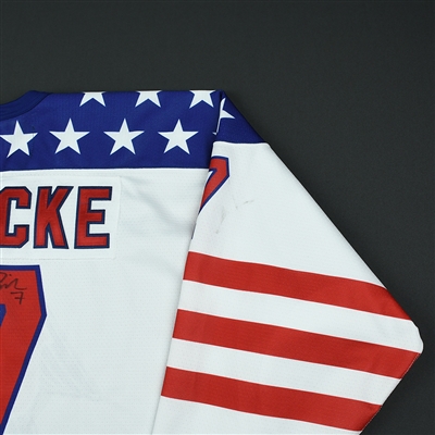Trevor Janicke - 2018 U.S. National Under-18 Development Team - Military Appreciation Game-Worn Autographed Jersey