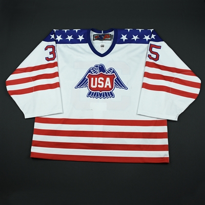 Spencer Knight - 2018 U.S. National Under-18 Development Team - Military Appreciation Game-Worn Autographed Jersey