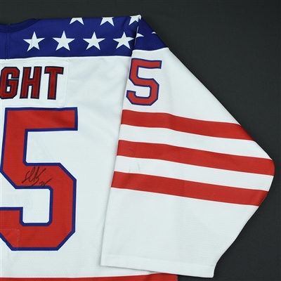 Spencer Knight - 2018 U.S. National Under-18 Development Team - Military Appreciation Game-Worn Autographed Jersey