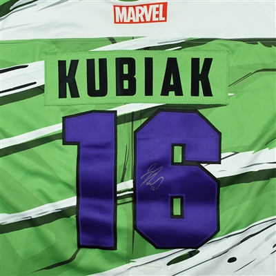 Jeff Kubiak - Worcester Railers - 2017-18 MARVEL Super Hero Night - Game-Worn Autographed Jersey
