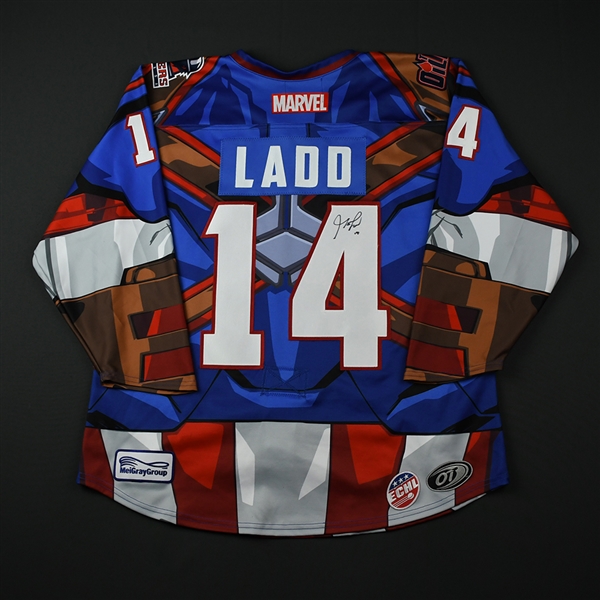 Garrett Ladd - Tulsa Oilers - 2017-18 MARVEL Super Hero Night - Game-Worn Autographed Jersey