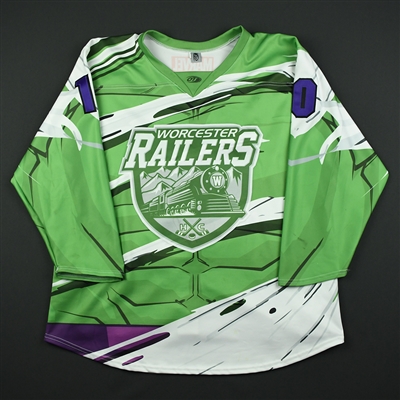 Matt Lane - Worcester Railers - 2017-18 MARVEL Super Hero Night - Game-Worn Autographed Jersey