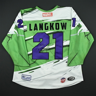 Chris Langkow - Worcester Railers - 2017-18 MARVEL Super Hero Night - Game-Worn Autographed Jersey w/A