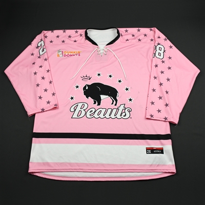 Amanda Leveille - Buffalo Beauts - Game-Worn Strides for the Cure Jersey - Jan. 20, 2018