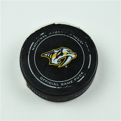Viktor Arvidsson - Nashville Predators - Goal Puck - October 17, 2017 vs. Colorado Avalanche (Predators Logo)