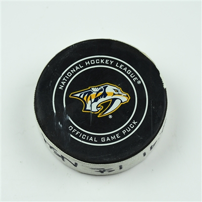 Calle Jarnkrok - Nashville Predators - Goal Puck - December 19, 2017 vs. Winnipeg Jets (Predators Logo)