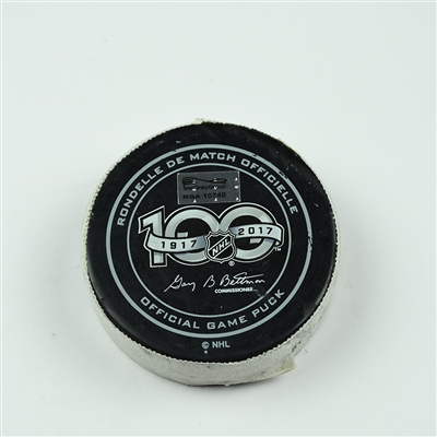 David Krejci - Boston Bruins - Goal Puck - December 7, 2017 vs. Arizona Coyotes (Bruins Logo)